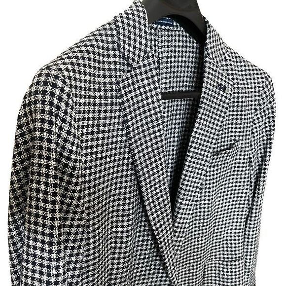 STAFFORD Men's Classic Fit Navy Blue Check Sport Coat Blazer Jacket 46S NWT - Picture 14 of 16